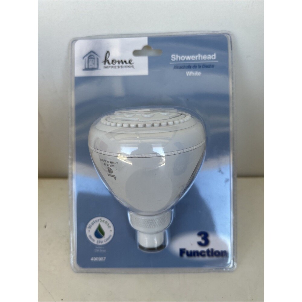 Home Impressions 400987 White 3 Function Shower Head WaterSense NEW Sealed